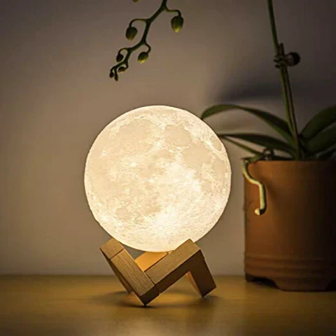 Magische Maanlamp - met Draadloze Touch Control en Houten Stand - Afbeelding 3