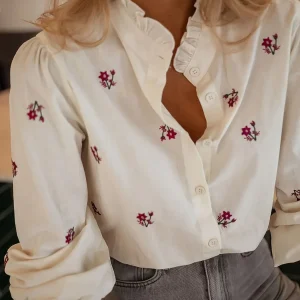 Floral Print Collar Dames Blouse | Duurzaam - Must-Have - Stijlvol & Comfortabel - Lente/Zomer/Herfst