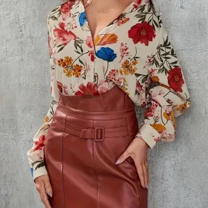 Floral Print Dames Blouse | Duurzaam - Must-Have - Stijlvol & Comfortabel - Lente/Zomer/Herfst