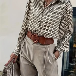 Elegant Vintage Stripe Button-Up Dames Blouse | Duurzaam - Must-Have - Stijlvol & Comfortabel - Lente/Zomer/Herfst