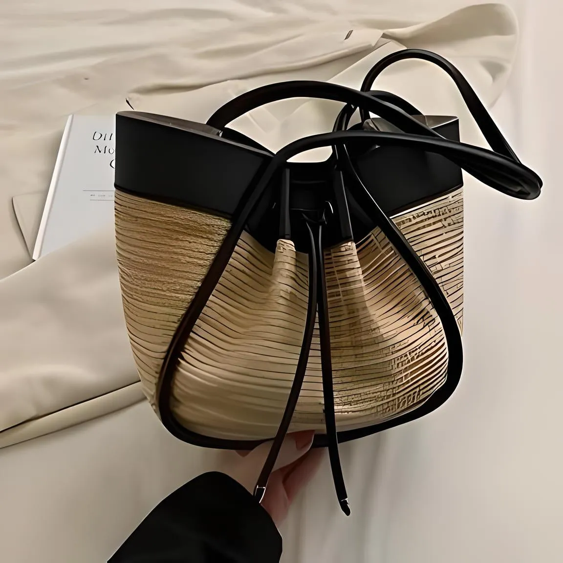 Bucket Bag - Sachi Spring - Stro en Tijdloos Design - Perfect voor Lente Uitjes - Afbeelding 5
