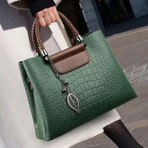 Leren Damestas - Reliëf Collectie - Luxueus Tanned Alligatorleer, Waterafstotend - Perfect voor Werk en Weekenden