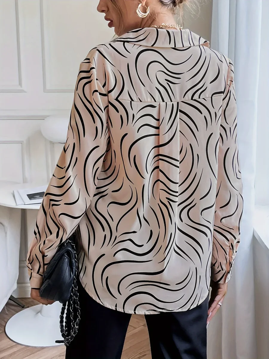 Elegant Long Sleeve Printed Button-Up Dames Blouse | Duurzaam - Must-Have - Stijlvol & Comfortabel - Lente/Zomer/Herfst - Afbeelding 4